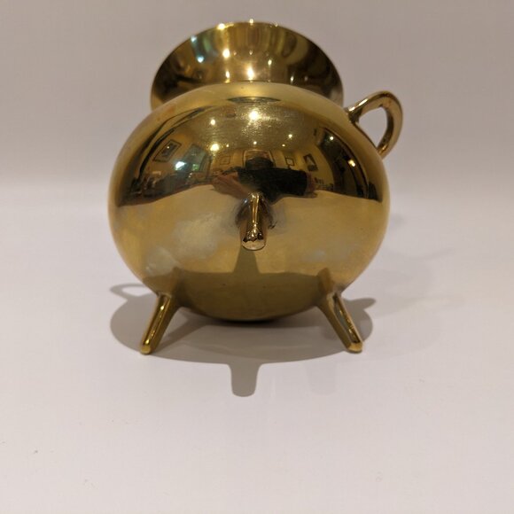 Vintage Heavy Solid Brass Caldroun Planter Pot - MCM Mid Century Halloween - Picture 7 of 7